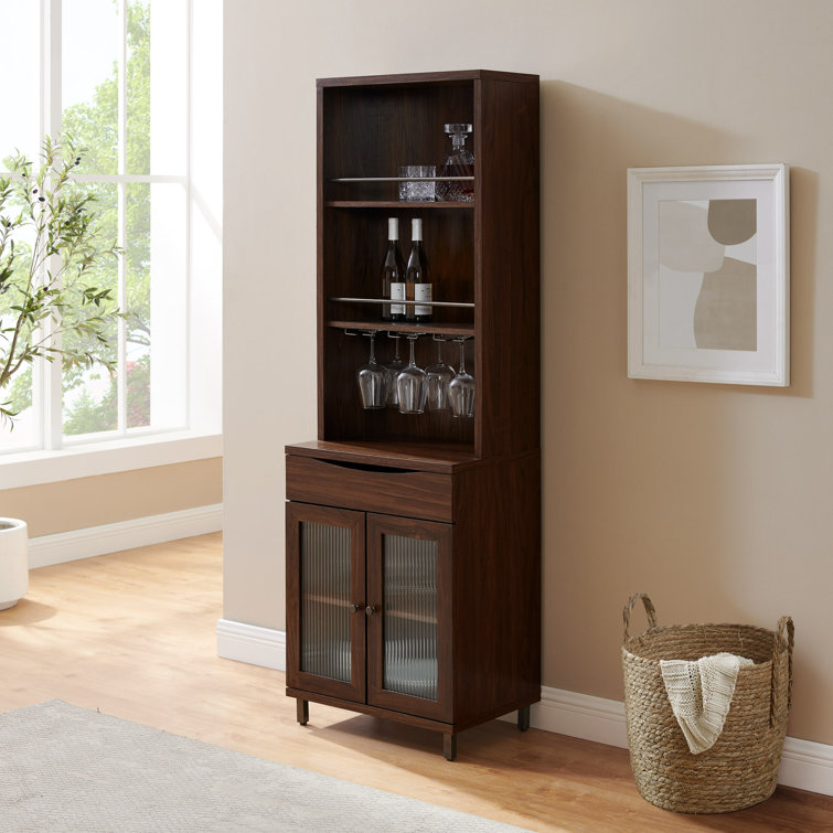 Lower West Side Modern Fluted Tall Bar with Wine Storage